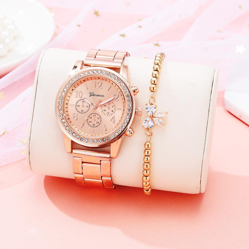 Elegant Ladies Quartz Watch Rose Gold Stainless Steel Band Women Wristwatch Relógio Luxury Diamonds Rhinestone Watch Women
