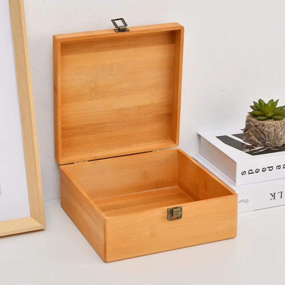 Case Wooden Storage Box Flip Gift Handmade Large Capacity Rectangular Retro Metal Lock Supplies Treasure Chest S145x145x10cm 2940₽
