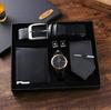 Luxury Gift Set: Belt, Wallet, Tie, Large Dial Quartz Watch (Random Cufflinks & Tie)
