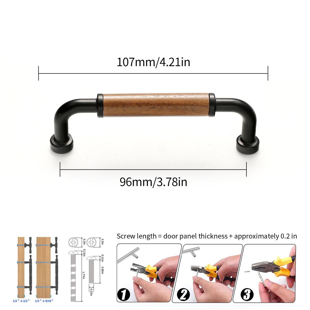 Walnut Pull Wardrobe Cupboard Handle Kitchen Door Cabinets Knobs Wood Cabinet Pull Nature Style Wooden Cabinet Handle