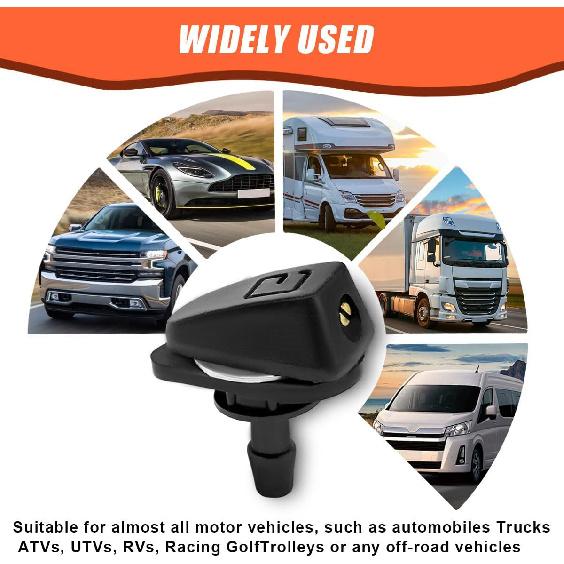 2PCS Car Front Windshield Washer Nozzle Kit, 0.31" Sprayer Head Car Wiper Nozzles, Adjustable Fan-shaped Auto Windshield Sprayer, Universal Single