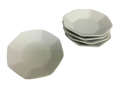 Kamidana no Sato Achteckige Unglasierte Teller, 3-Zoll, 5er-Set [Salz-Set] Weiß