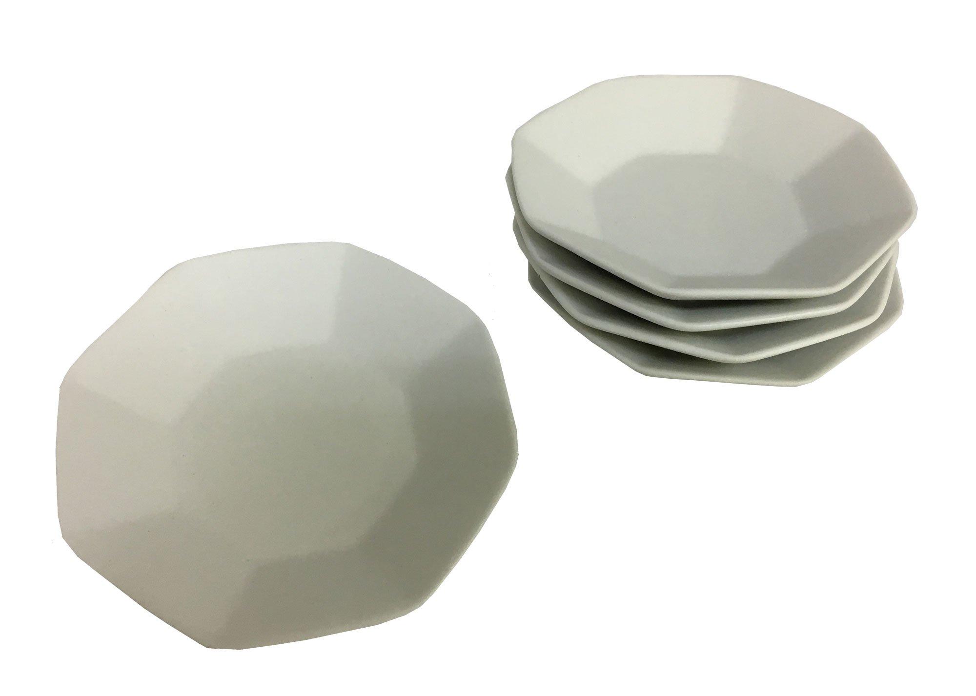 

Kamidana no Sato Octagonal Unglazed Plates, 3-inch, Set of 5 [Salt Set] White