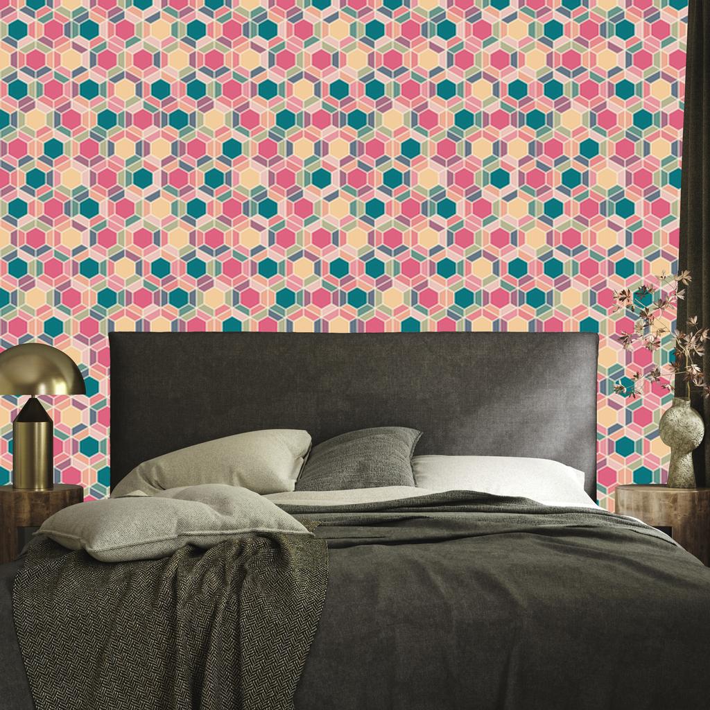Colorful Geometric Retro Pattern Wallpaper for Living Room and Bedroom 50x1000