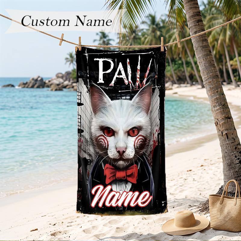 saw Custom Name Printed Beach Towel Personalized Soft Towel For Swimming Beach Travel