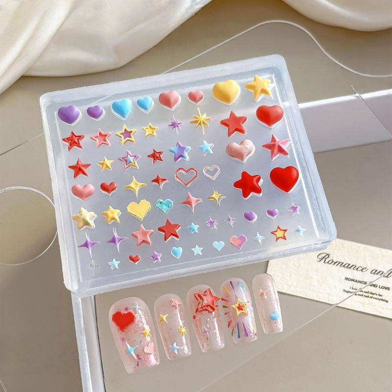 3D Heart Star Pentagram Silicone Nail Mold DIY Nail Art Sweet Transparent Manicure Decoration Creativity Template for Nail Charm