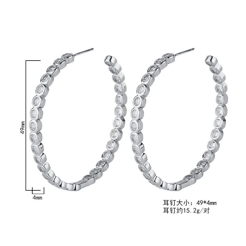 Diamond earrings European and American trend zircon large earrings, slightly zircon cold wind earrings