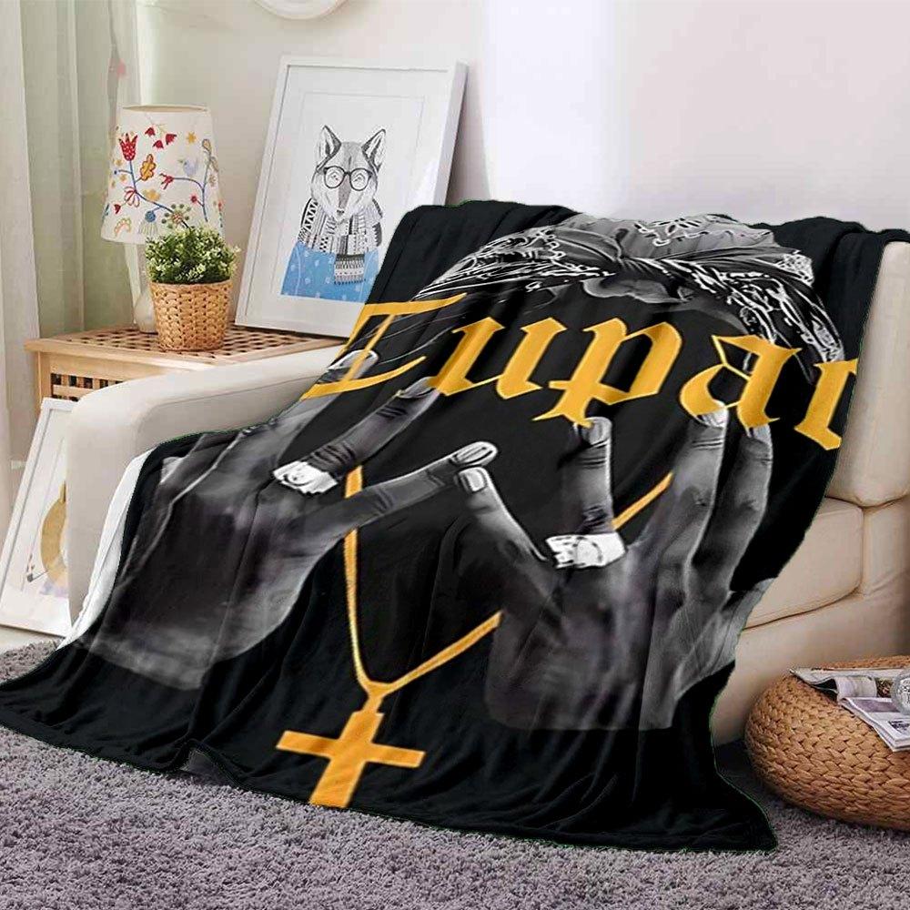 1pc 2PacHip Hop Blanket Soft Lightweight All Season Multi Purpose Throw for Sofa, Bed, Office & Picnics, French Style with Iconic Album Art & Quotes