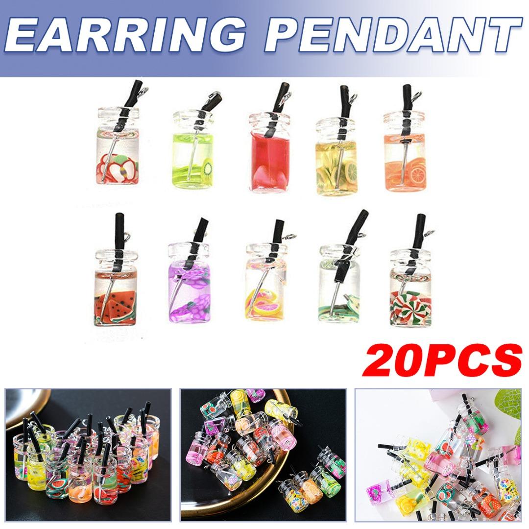 

PDTO 20 шт., подвески для чая с молоком, смоляные мини-бутылки Боба, фруктовый сок, напитки, подвески