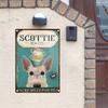 Vintage Scottie Hund Teedosen Schild Klassischer Stil Eisen Poster Rahmen Horizontal Länglich Form Vintage Dekor für Haus Garten