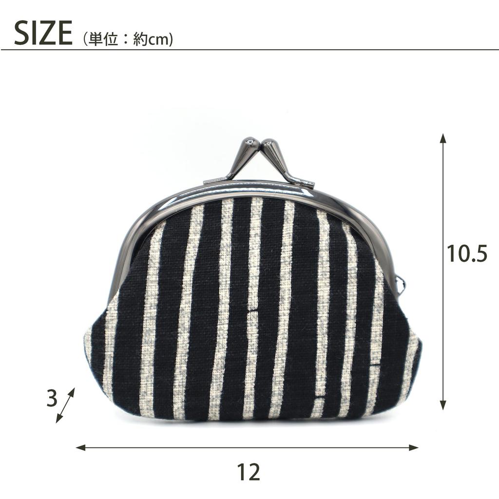 Maruzen Clasp Made In 12 X X 3 Cm Wallet, Cotton, 3.3-inch Closure, Bamboo, Japan, Black, Approx. 10.5