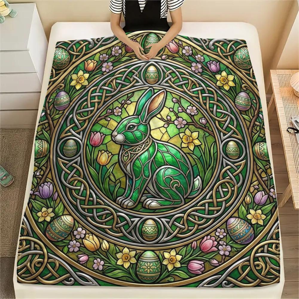 

1Pc Easter Print Flannel Blanket, High quality Comfortable for All Seasons, Home Decor, Warmth and Comfort, Perfect for Christmas Gifts W5 80cm x 120cm