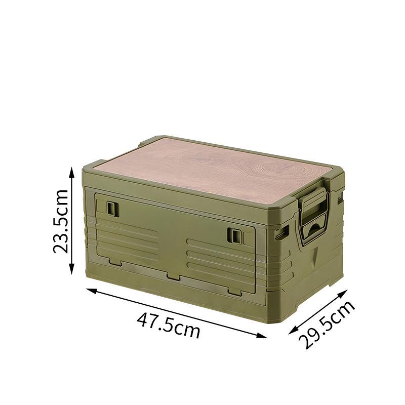 Baulone Pieghevole da Esterno con Coperchio in Legno per Campeggio e Picnic