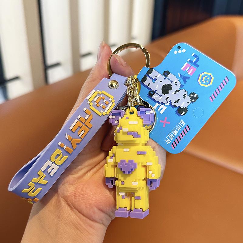 Creative Building Block Bear Keychain Personalized Men'S Car Key Chain Pendant Couple A Pair Of Bag Pendants