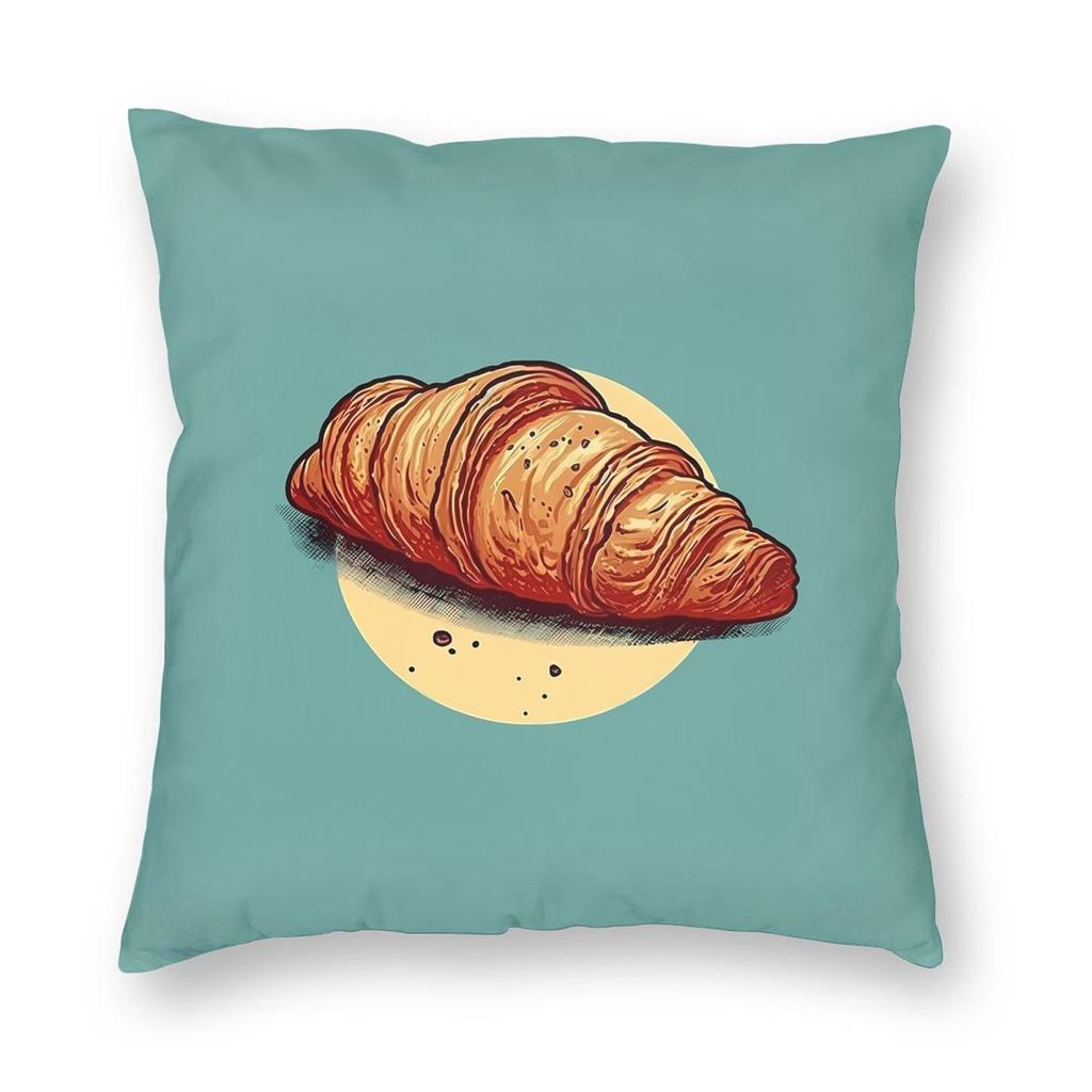 Kawaii Croissant Buddies Square Pillowcase Pillow Cover Cushion Throw Pillow for Home Sofa Living Room