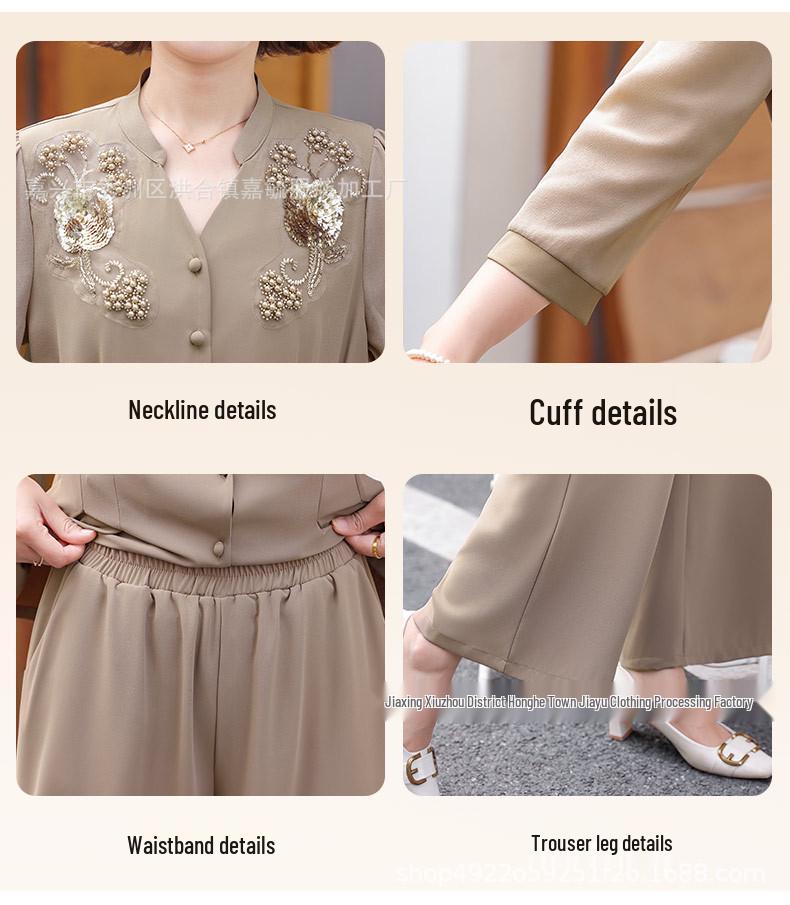 Chic Summer Two-Piece Suit for Stylish Moms: Lightweight, Slimming Top & Pants for Middle-Aged and Elderly Women 2026 Collection.