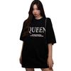 Damen T-Shirt Sommer Koreanischer Stil Einfarbig Buchstaben Locker Mittel und Lang Geschnittenes Unterteil Studenten T-Shirt Heiß