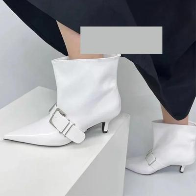 Fashion Pointed Toe Women Ankle Boots Designer Fashion Heels Shoes New Sexy Gladiator Chelsea Boots Pumps Goth Femme Zapatos