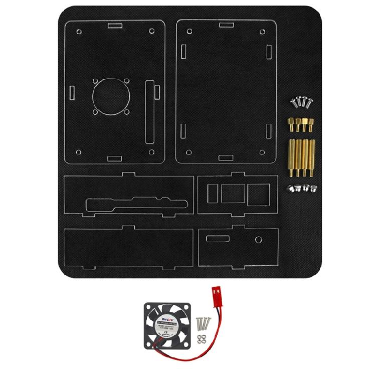 Fully Vented Acrylic Cover Case with Cooling Fan Heatsinks for Orange Pi 5