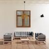8 Pcs Garden Set with Cushions Solid Pine Wood