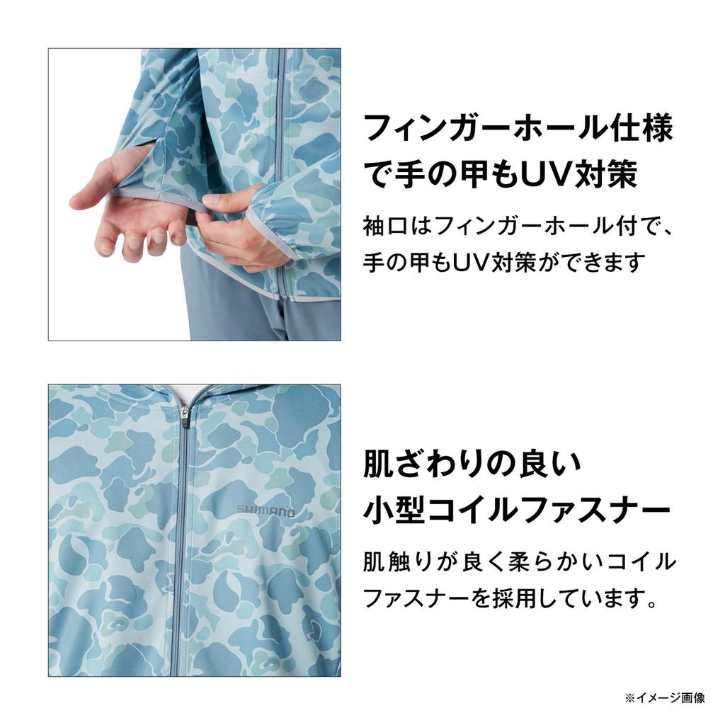 Shimano Sun Protection Graphic Hoodie Black Size S Zip-Up WJ-040X Camo,