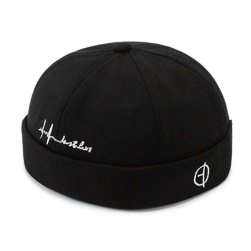Herrenhüte Docker-Mütze Mützen Beanie Matrosenmütze Arbeitsmütze Aufgeschlagene Krempenlose Retro-Mütze Mit Verstellbar black