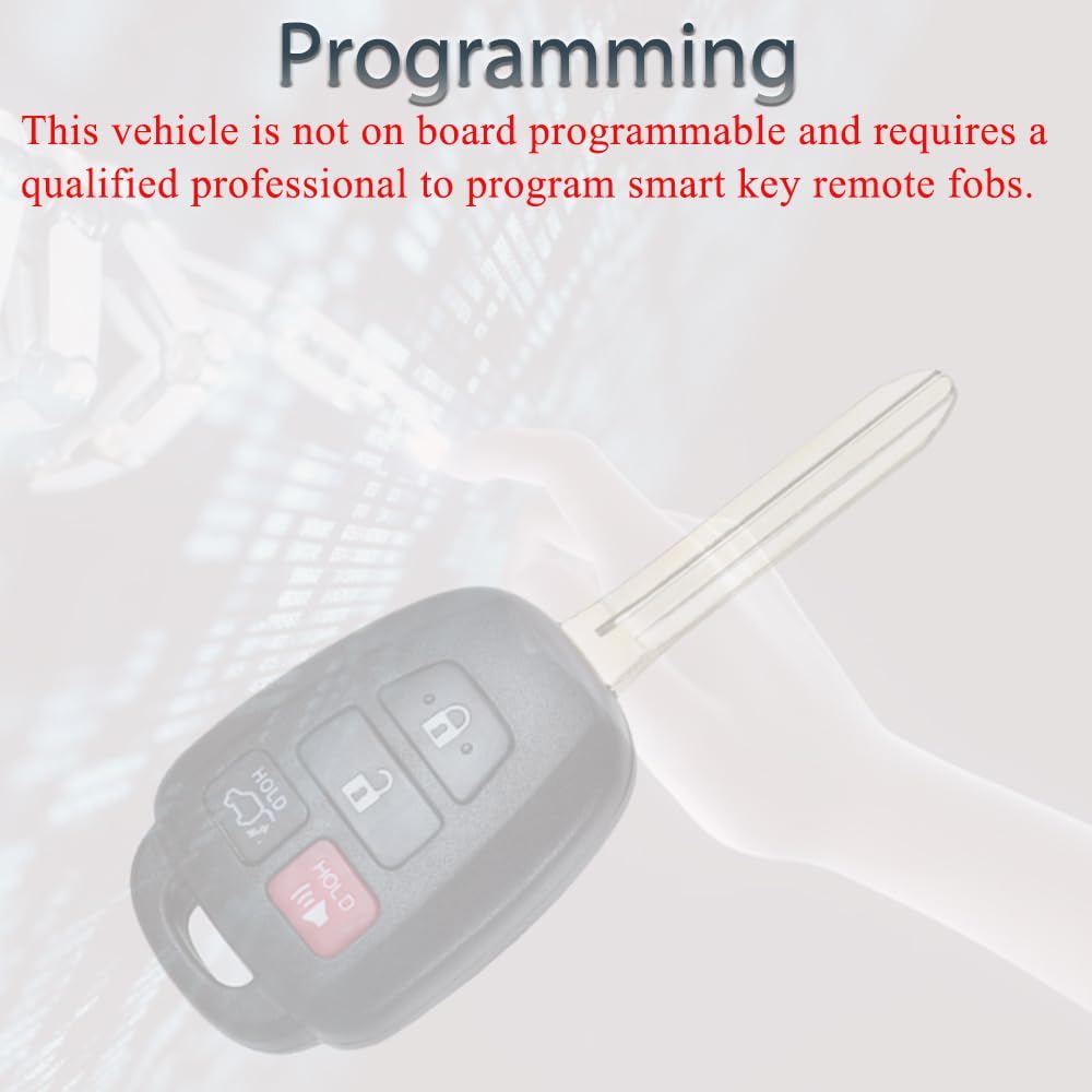 Key Fob Keyless Entry Fits for Toyota RAV4 Highlander Sequoia 2013 2014 2015 2016 2017 2018 Remote Control Key Replacement 4 Button GQ4-52T