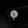 Fashion Jewelry Blossom Rich Ruby Emerald Ring Heavy Industry Luxury Full Of Diamonds Flower Ring