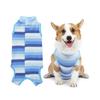 Tuta di Recupero per Cani a Strisce Blu Tessuto Elastico Indumento Post-operatorio per Cani Piccoli Cura delle Lesioni degli Animali Domestici
