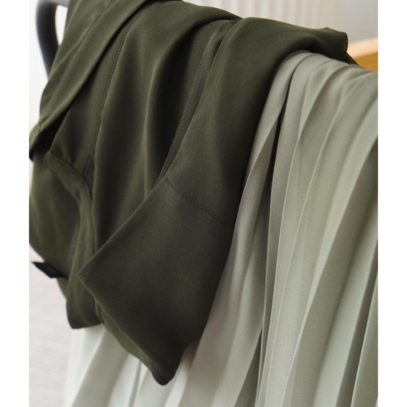 Pleated Gradient Slimming Lace-up Elastic Waist Dress for Women Spring and Summer