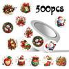 DIY Christmas Gift Tags Round Stickers, Santa Claus Snowman And Gingerbread Patterns Print, Pattern Stickers Self Adhesive Holiday Envelope Seals for