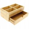 Bamboo Box Organizer Container For Nail Polishes And Cosmetics With 4 Compartments