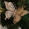 Glitter Butterfly Christmas Flower Simulated Sequins Christmas Tree Decoration Exquisite Flocking Artificial Butterfly Clip