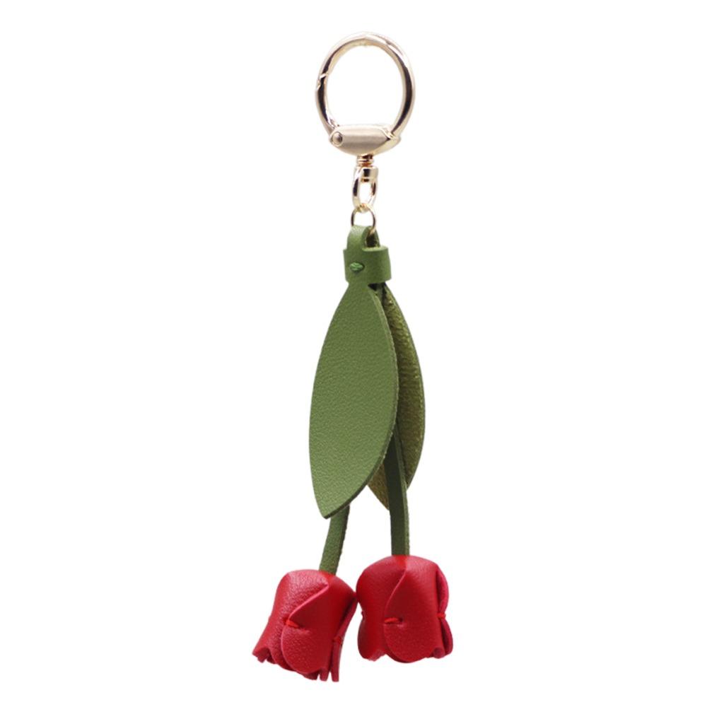 Car Decoration Tulip Flower Keychain Leather Keychain Pendant High Quality Bag Ornament  Gift Toys