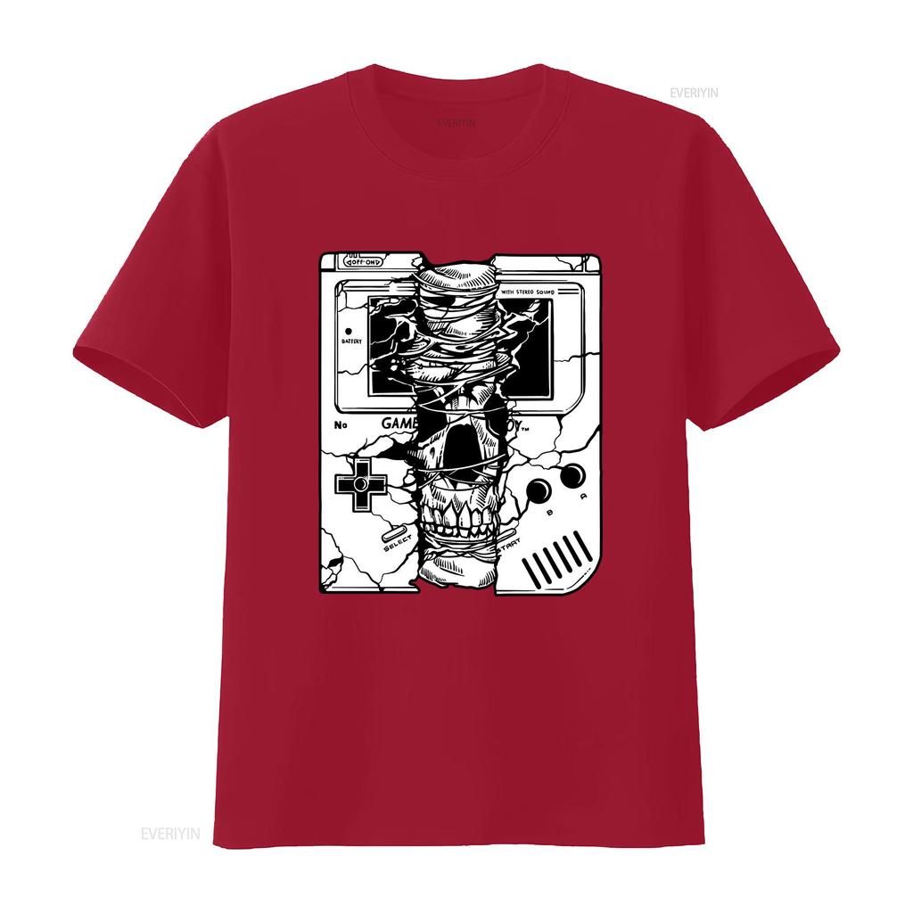 Cotton T shirt Gameboy Skull vintage Washed Soft Unisex fashion Stylish Comfortable Versatile Slightly Stretched homme