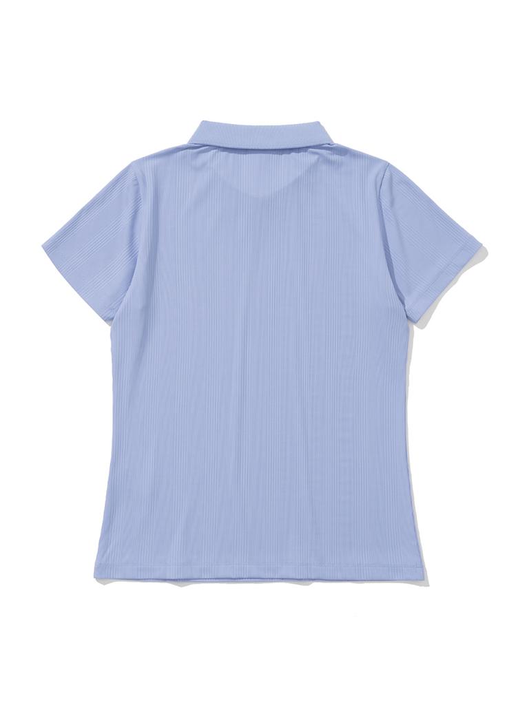 20TH HOLE Women'S Ribbed Tone-On-Tone Embroidered Short Sleeve Collared T-Shirt [Sky]