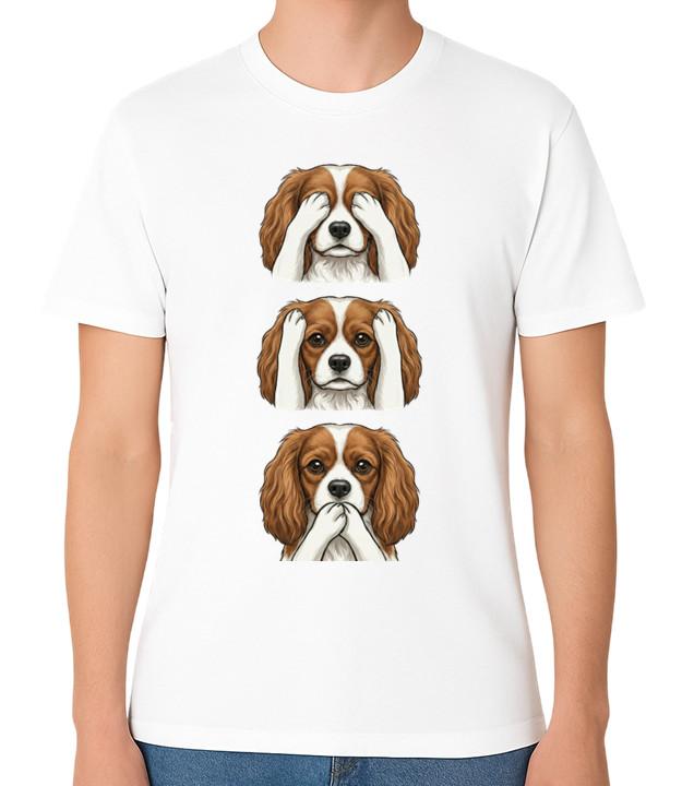 Cavalier King Charles Spaniel See Hear Speak No Evil Unisex T-Shirt S