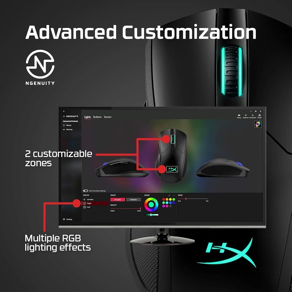 HyperX Pulsefire Dart Wireless Gaming Mouse RGB Qi-Compatible 2-Year Warranty