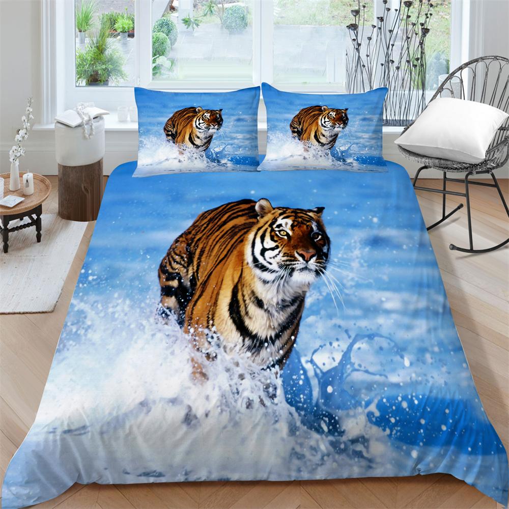 3D Tiger Print Breathable Comfortable Bedding Suit Home Decor Bed Clothes Pillowcase Comforter Duvet Cover