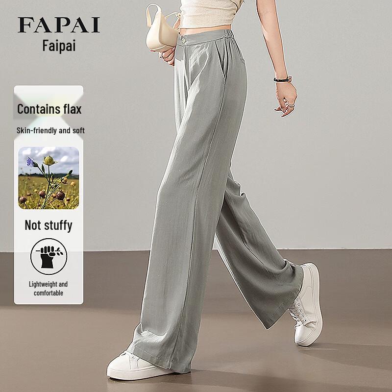 FAPAI Women s Loose Straight-Leg Linen Blend Pants XL