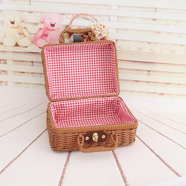 Vintage Rattan Woven Cosmetic & Souvenir Storage Basket Handbag
