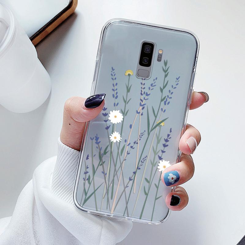 For Samsung Galaxy S9 S 9 Plus Phone Case Cartoon Back Cover Transparent Soft Silicone Flower Funda For Samsung s9 S9+ Cute Capa