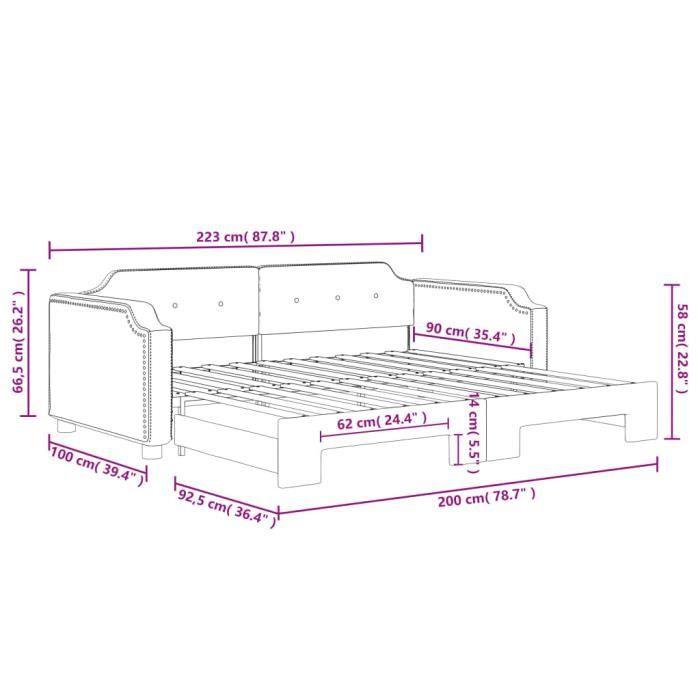 VidaXL Daybed with Pull-out Bed Light Grey 90x200 Cm Fabric 3197634