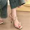 Fashion Stiletto Sandals Summer New Square Head Open Toe Thin with Butterfly Knot Anti-slip Wear-resistant High Heels