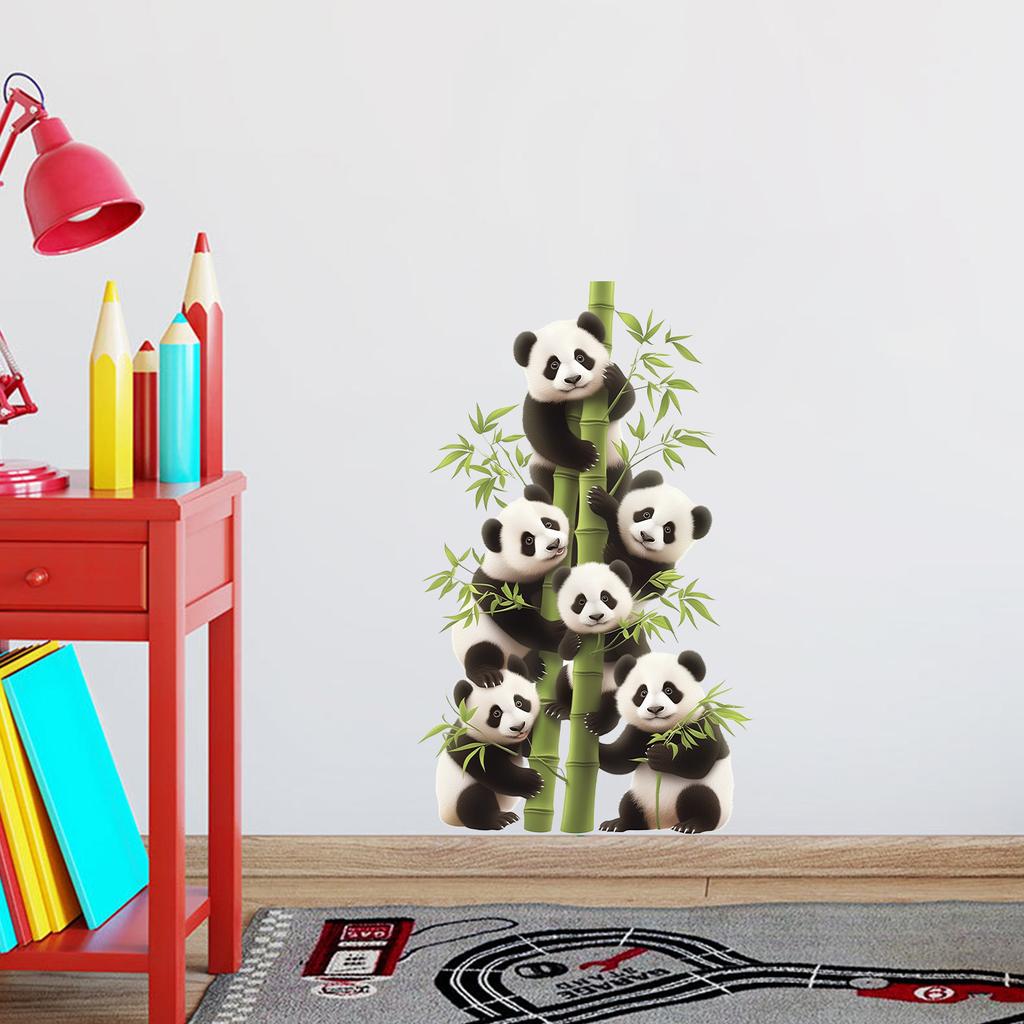 Cute Panda with Bamboo Wall Stickers for Home Decor Living Room Bedroom Wall Decals