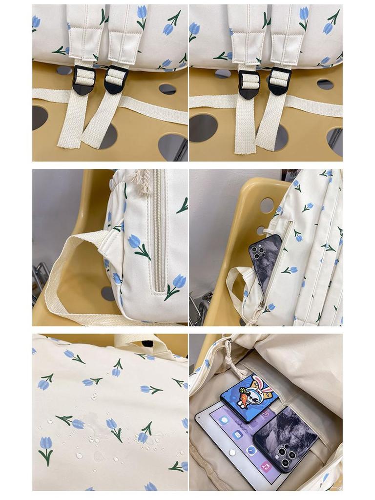 Japanese-Style Floral Backpack for Girls: Fresh, Lightweight, Perfect for Junior High To College Students