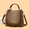 Simple Generous Solid Color Women's Handbags New Style Large Capacity Ladies Bucket Bag High End PU Leather Single Shoulder Bag for Mother's Day Gifts