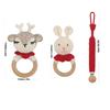 Pacifier Holder Teething Toy Set for Infant for Play Cartoon Crochet Cute Shower Gift Newborn Gift Nursing Pendant Toy