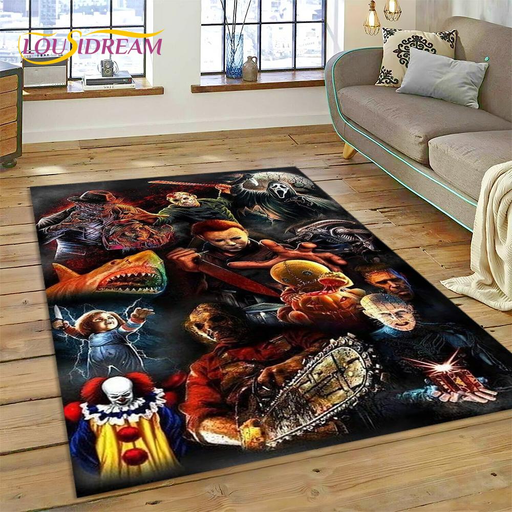 Postava z hororového filmu Chucky Pennywise Halloween Koberec do ložnice obývacího pokoje Dekorace na pohovku Doma Velká dekorativní podlahová rohož