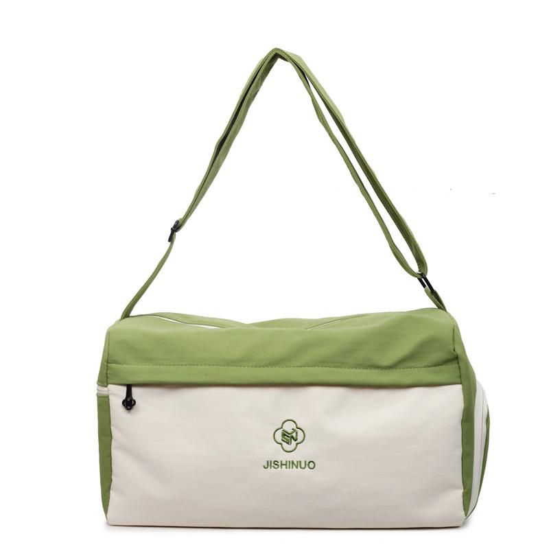 

Fashion contrasting color travel bag Lightweight storage Crossbody swimming bag Sports training fitness bag Dry and wet separation duffel bag зелений